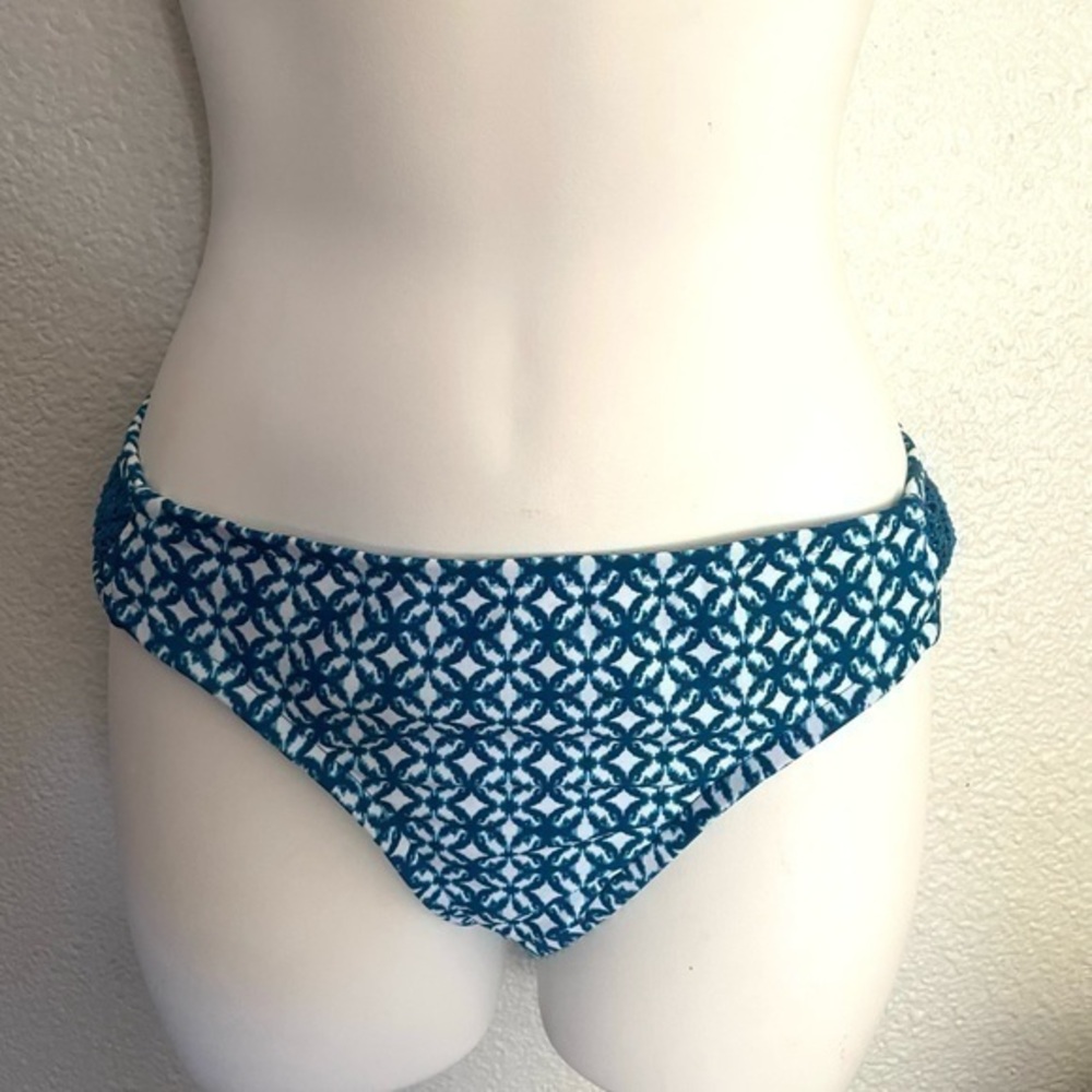 MOSSIMO teal print side lace hipster bikini bottom size XL